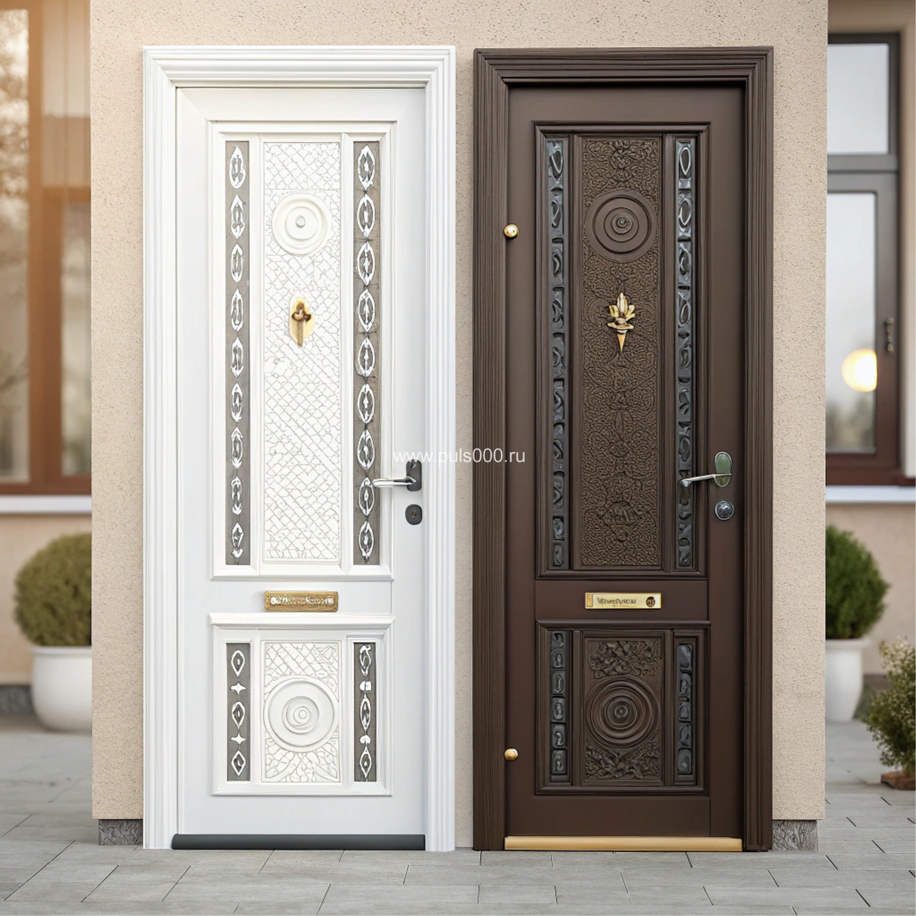 Стильная металлическая дверь для дома белая, цена 13 450  руб.